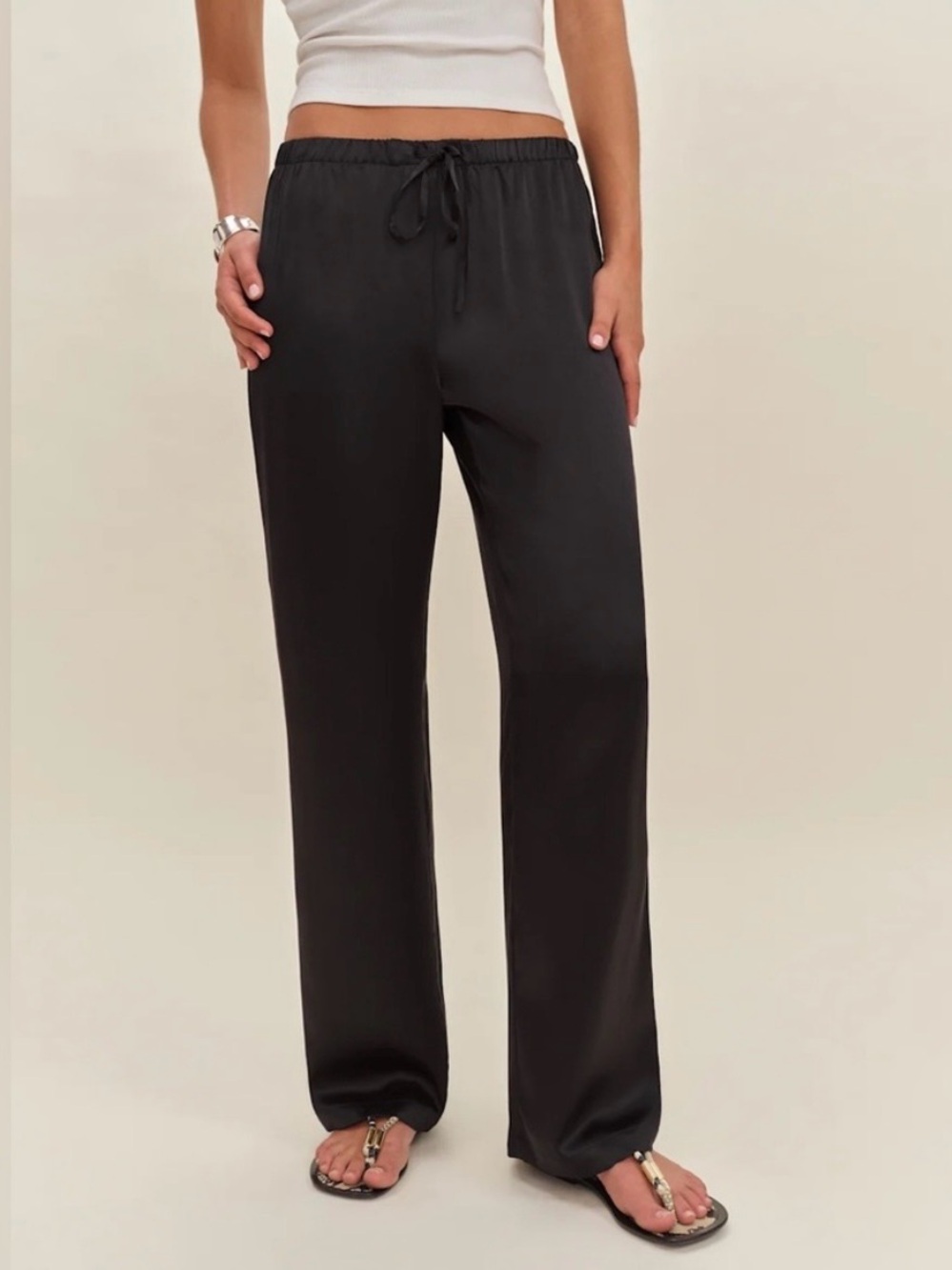 Reformation Olina Pant - Black Silk Pant